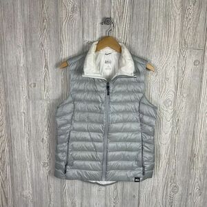 REI Co-op 650 Down Vest Womens Large Silver Gray Puffer Insulated Lightweight